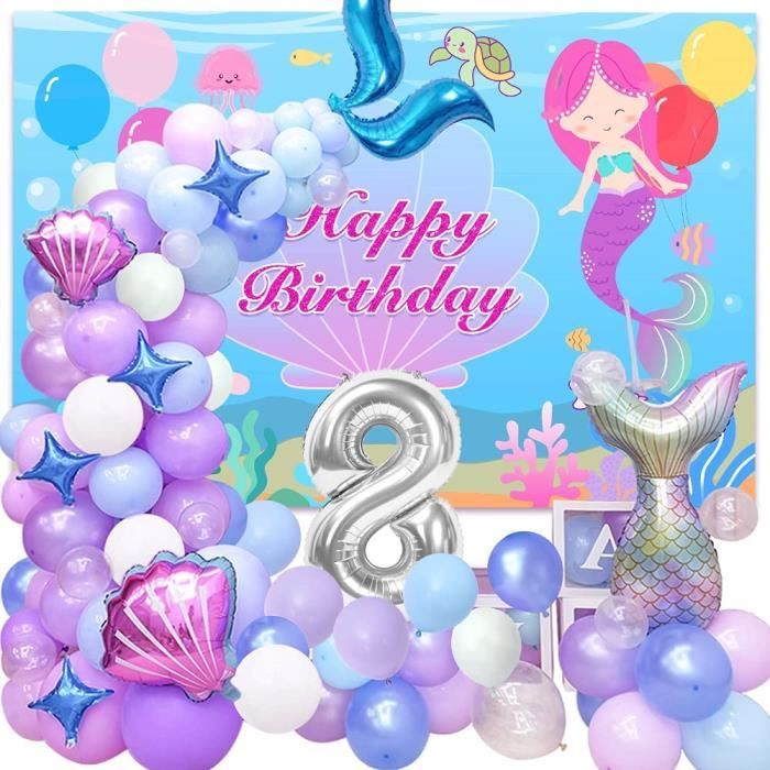 Sirene Anniversaire Decoration Fille 8 Ans Kit De Guirlande De Ballons De Sirene Ballons De Queue De Sirene Ballon En Aluminium Cdiscount Maison
