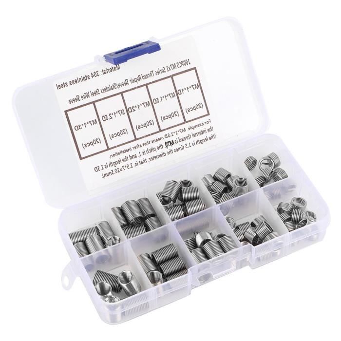 Lot De 50 Inserts De Réparation Filetage M8 X 1,25 - Acier Inoxydable 304, Pour Réparer Trous Abîmés