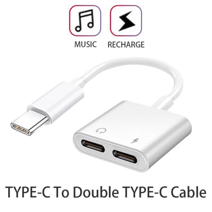 Type C 2 en 1 adaptateur USB C chargement, adapté pour Xiaomi Huawei  Samsung