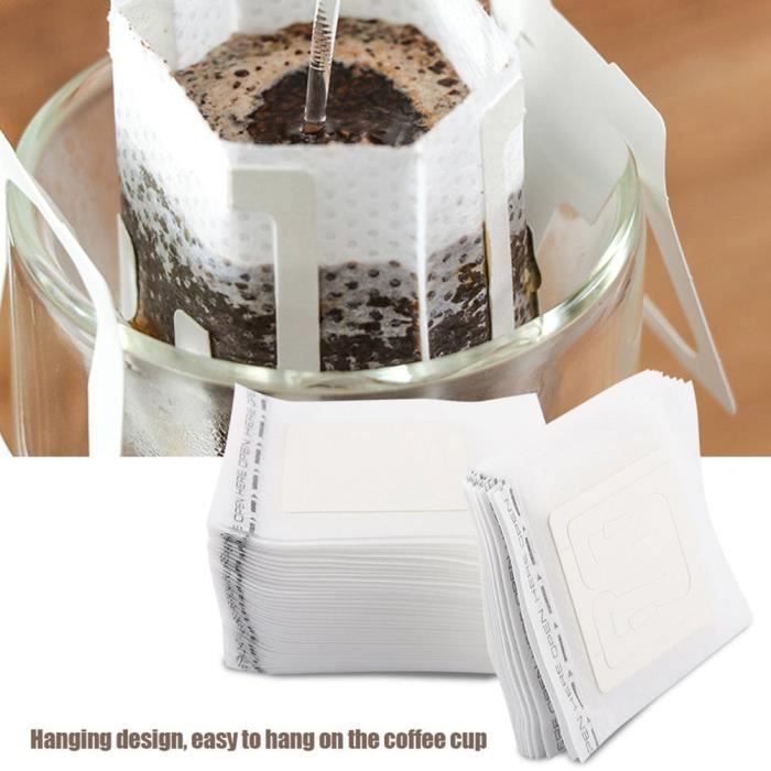 Sachet filtre à café goutte à goutte 50pcs/set sacs d'égouttement tasse  suspendue filtre jetable non-tissé café outil de