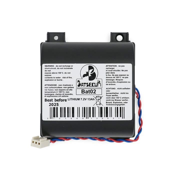 BATSECUR Pile Batterie Alarme BAT02 7,2V 13,0Ah Compatible DAITEM ...