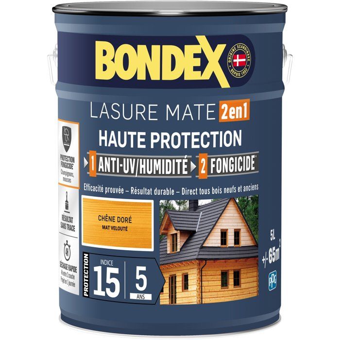 Lasure 2 en 1 Haute protection Chêne satin BONDEX 5 - vue 2