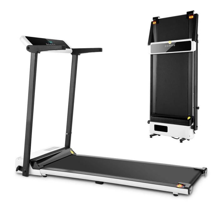 caroma tapis de course pliable tapis de marche electrique avec ecran led pour la maison ou le bureau noir et blanc cdiscount sport
