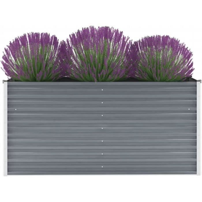 Carré Potager Métal Relaxdays 120x90x30cm - Bac Jardin Galvanisé Pour Légumes Et Fleurs - Gris