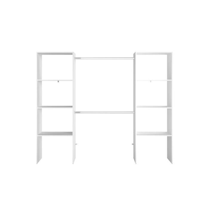 Elysée - Dressing blanc avec 6 étagères et 2 penderies : 220 x 40 x 180 cm Elysée - Dressing blanc avec 6 étagères et 2 penderies : 220 x 40 x 180 cm