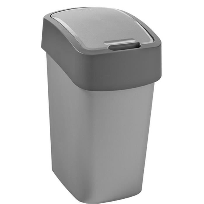 Poubelle automatique 10L - CURVER - Modèle Flip Bin - Automatique - 10L - Polypropylène - Gris argenté et anthracite