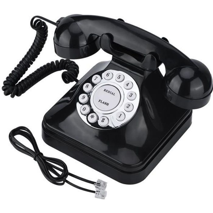 Telephone fixe filaire-téléphone fixe vintage WX-3011 noir
