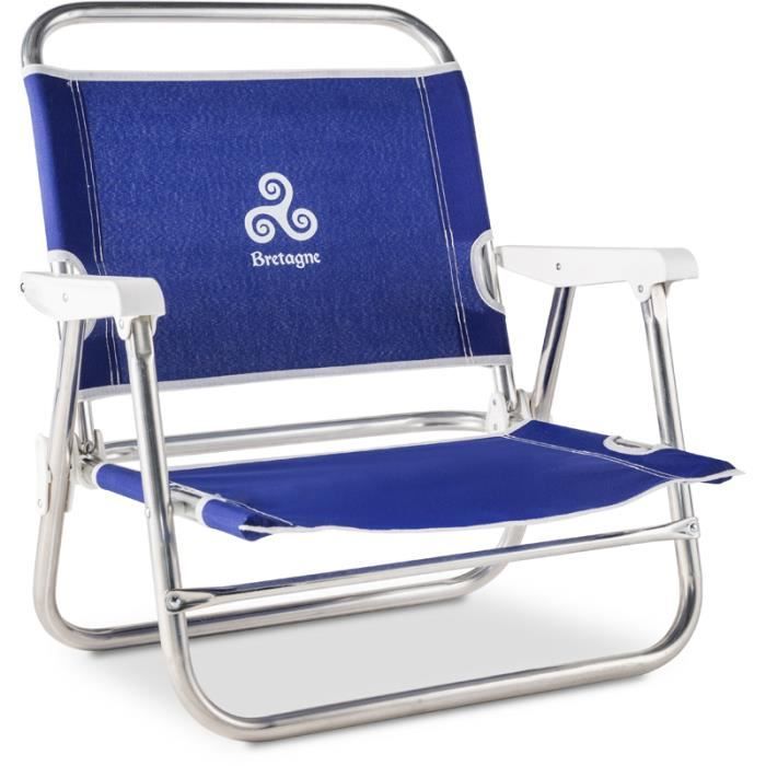 fauteuil bas eredu bretagne - bleu/argenté - 9x56x57 cm
