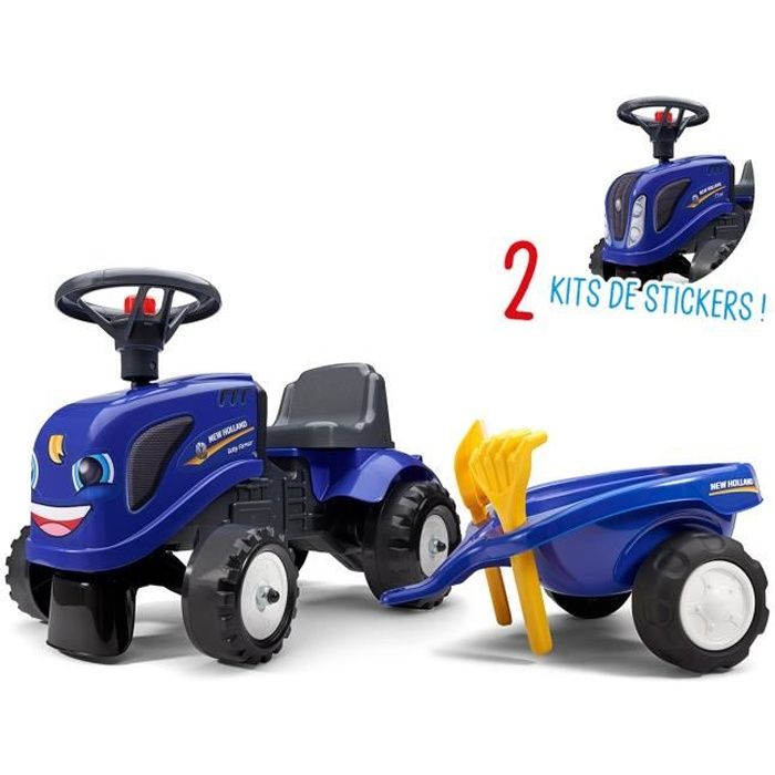 Porteur tracteur New Holland avec remorque - Falk - Bébé - Bleu - 4 roues