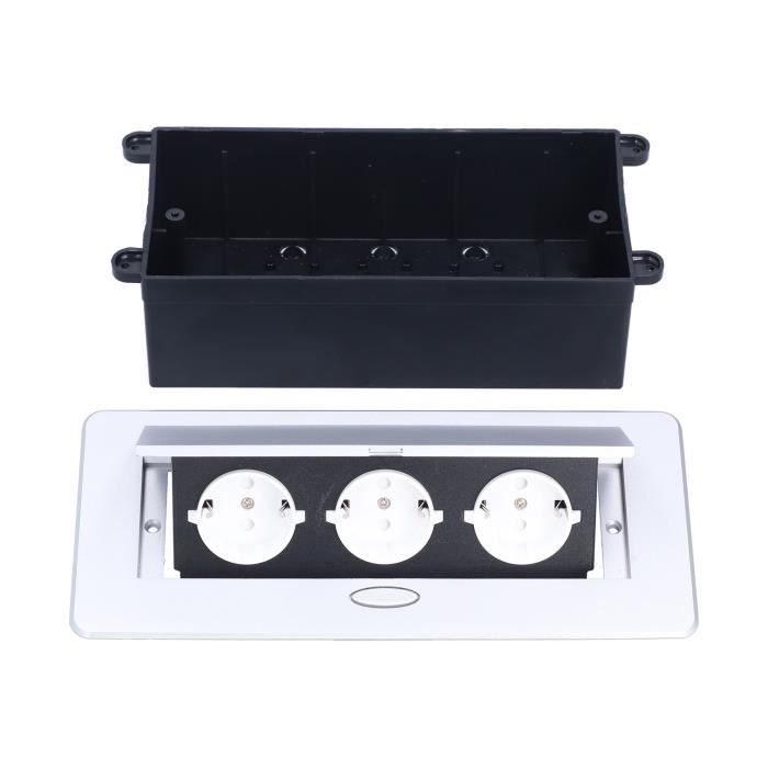Boîte De Prise électrique Au Sol Double + USB – Acier Inox & PC – 4000W IP40 – Étanche Pour Bureau, Maison - 6