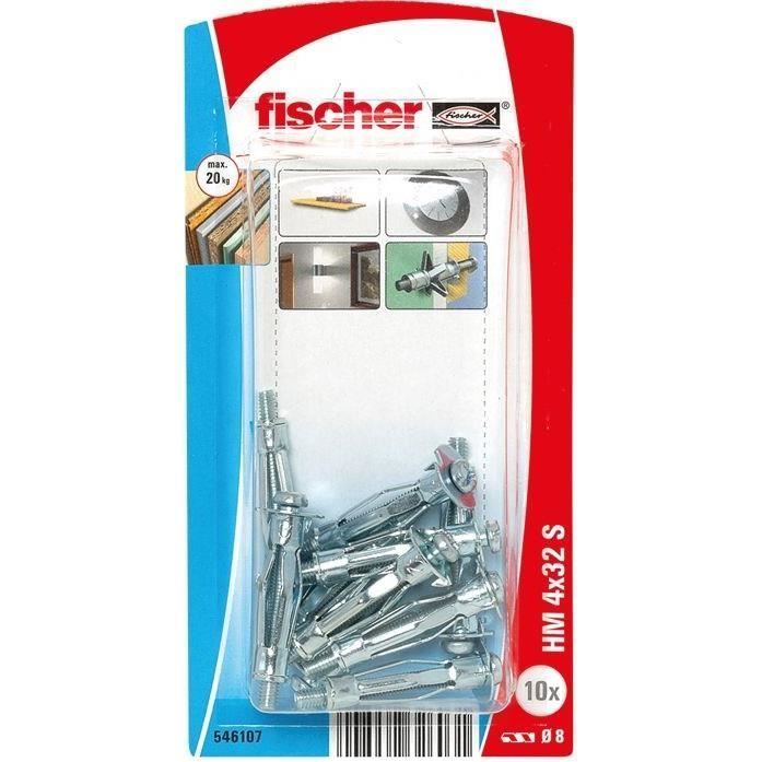Cheville FISCHER HM4x32S Métal Lot de 4 Fixation pour corps creux