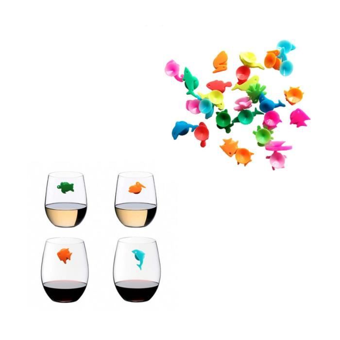 12 Marqueurs Verre à Vin Silicone ZACUDA - Réutilisables - Multicolores - Pour Fêtes Et Bars