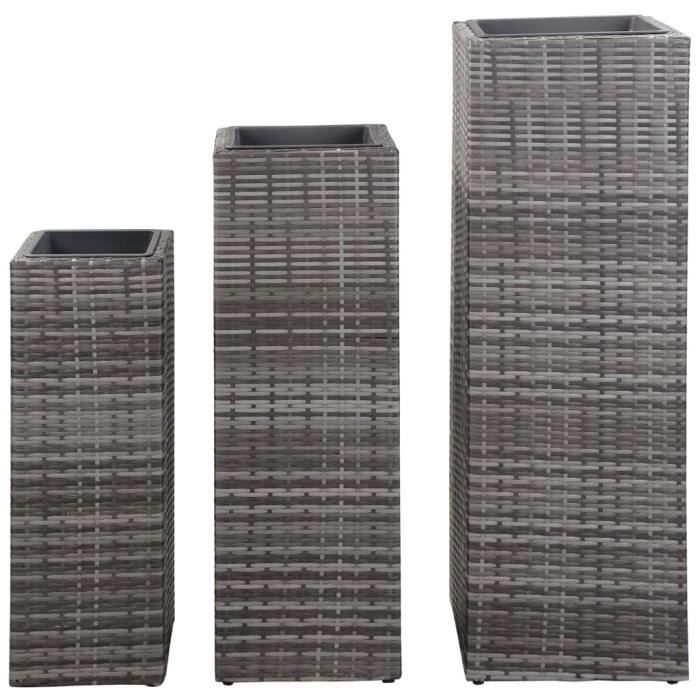 3 Jardinières Surélevées Chicreat - Design Moderne Gris, Blanc, Vert (60x27x45 Cm)