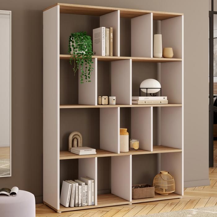 IDMARKET Etagère bibliothèque JENA 4 niveaux blanc et effet bois 143 cm IDMARKET Etagère bibliothèque JENA 4 niveaux blanc et effet bois 143 cm