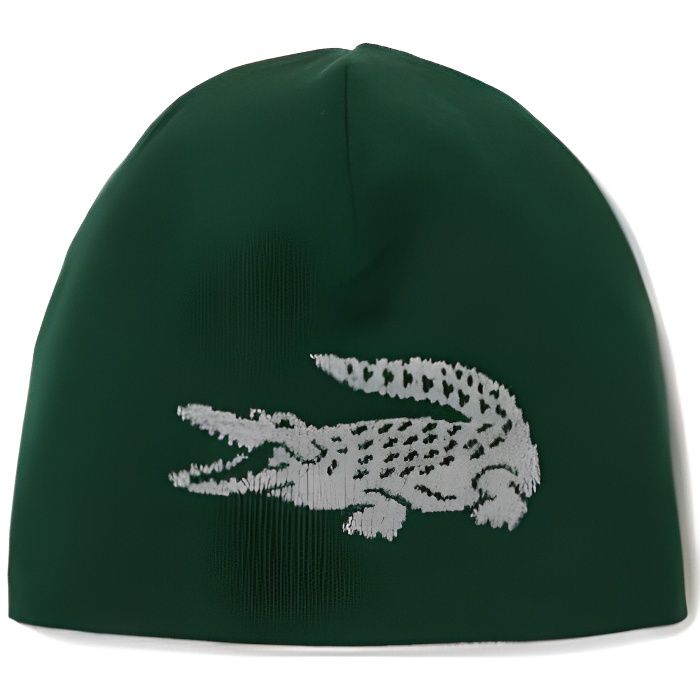 Bonnet Lacoste - Réf. RB5281-Y9K. Couleur : Gris, Vert. Détails. -  Crocodile XXL en jacquard. - Bonnet reversible. Matière : - Cdiscount  Prêt-à-Porter