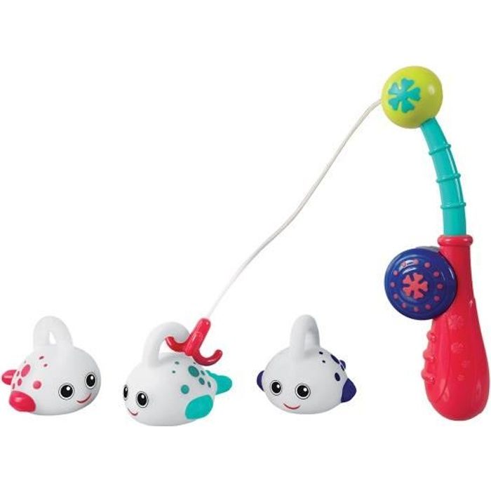 LUDI Pêche à la ligne de bain composée d’une canne à pêche et de quatre poissons flotteurs (couleur aléatoire