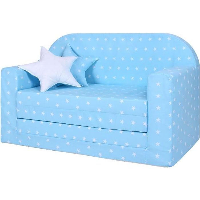 Lulando Classic Canape Convertible En Mousse Cnape Lit Pour Enfant Sleep Play Couleur Blue Stars Cdiscount Maison