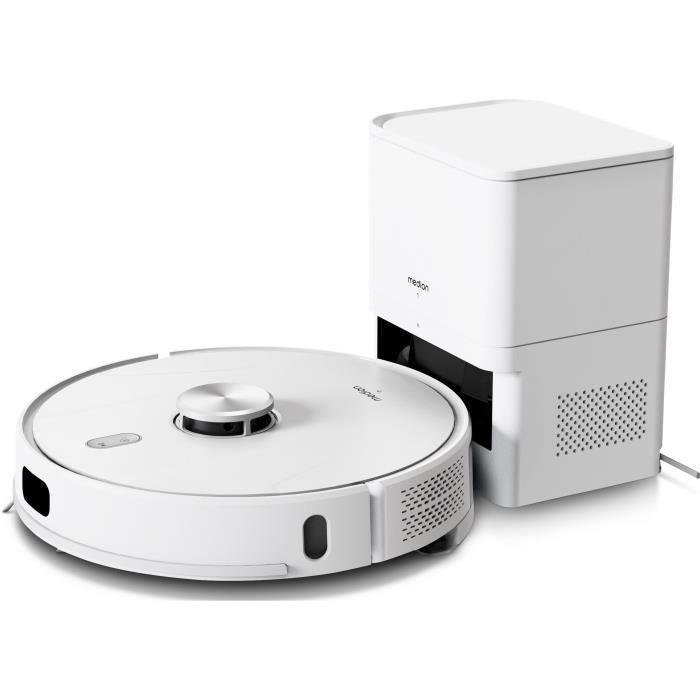 MEDION X41 SW+ Robot Aspirateur Laveur avec station de Vidage 200 min Aspiration Puissante de 8000 Pa Navigation Laser