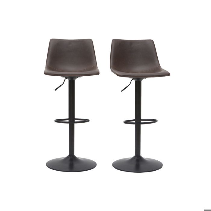 Miliboo - Tabourets de bar vintage réglables pivotants marron (lot de 2) NEW ROCK