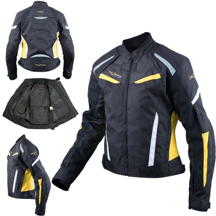 Moto Blouson Textile Femme Protections CE Sport Voyage Fluo XL