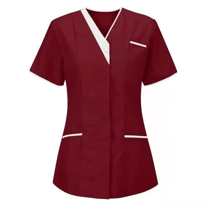 KODAMA Tunique Médicale Femme Col Cache-Cœur Asymétrique Blanche - Blouse Professionnelle Avec Cordon De Cintrage