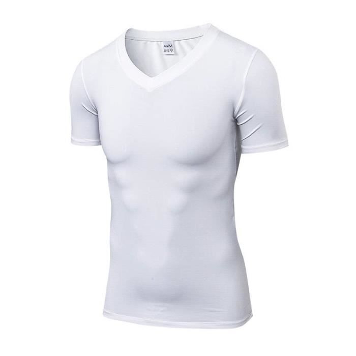 Tee shirt homme moulant col v deals