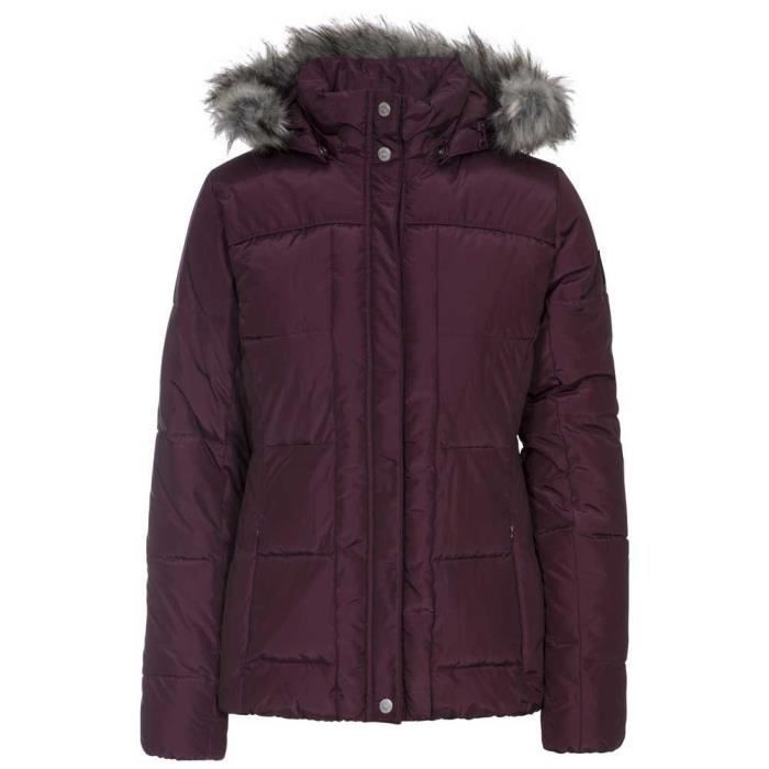 Doudoune TRESPASS NANETTE Femme Violet fonce Capuche amovible 100 polyester Violet fonce Cdiscount Pret a Porter