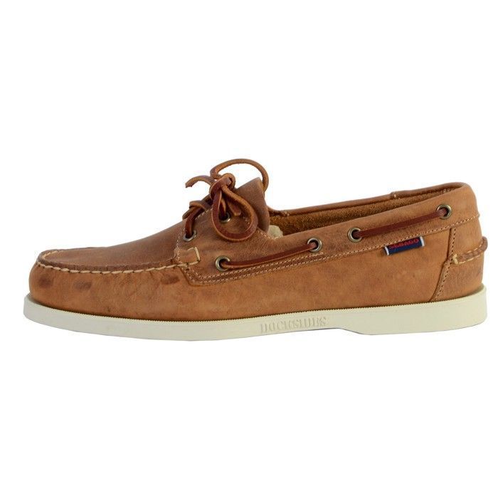 Chaussures bateaux Sebago Docksides Tan Homme - Cuir - Lacets carrés - Cousues main