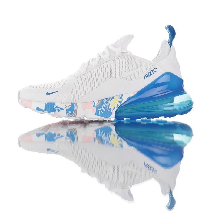 Baskets Nike Air Max 270 White Blue Pink Homme Et Femme Blanc Blanc Cdiscount Chaussures