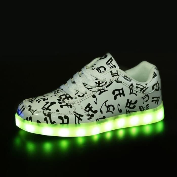 Baskets en cuir imperméables lumineuses pour enfants, chaussures de Baskets en cuir imperméables lumineuses pour enfants, chaussures de