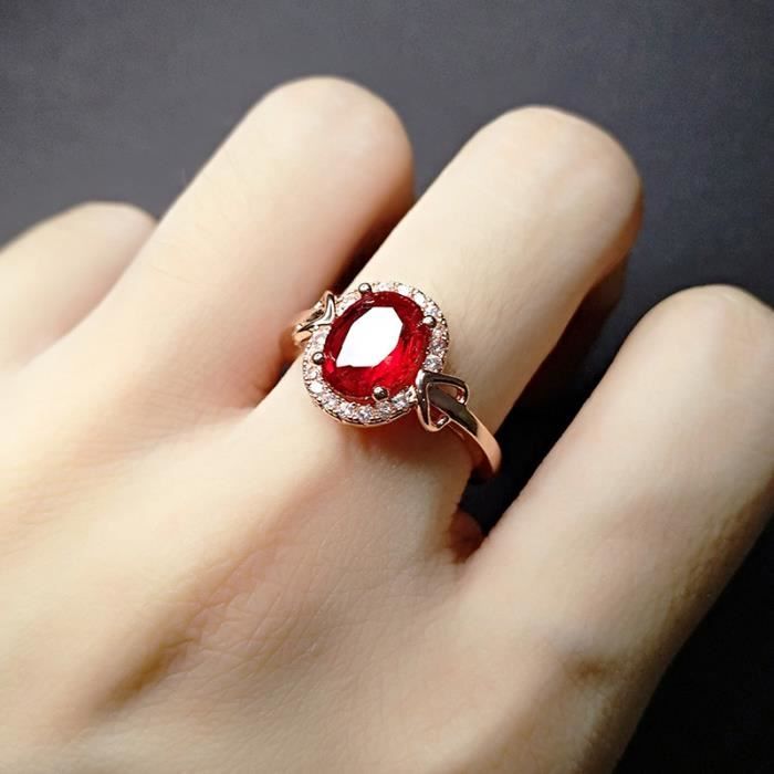 Bague rubis diamant CZ en forme de ovale Anniversaire ternit