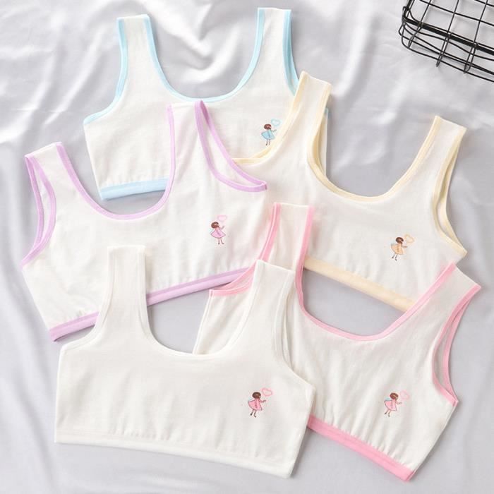 Mufeng - Soutien-Gorge De Sport Fille Sans Armatures - Débardeur Gym Danse Fitness - Coton Élastique 3-16 Ans