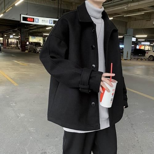 Manteau D'Hiver Épais En Laine Pour Hommes - Col Montant Chaud Coupe-Vent Décontracté