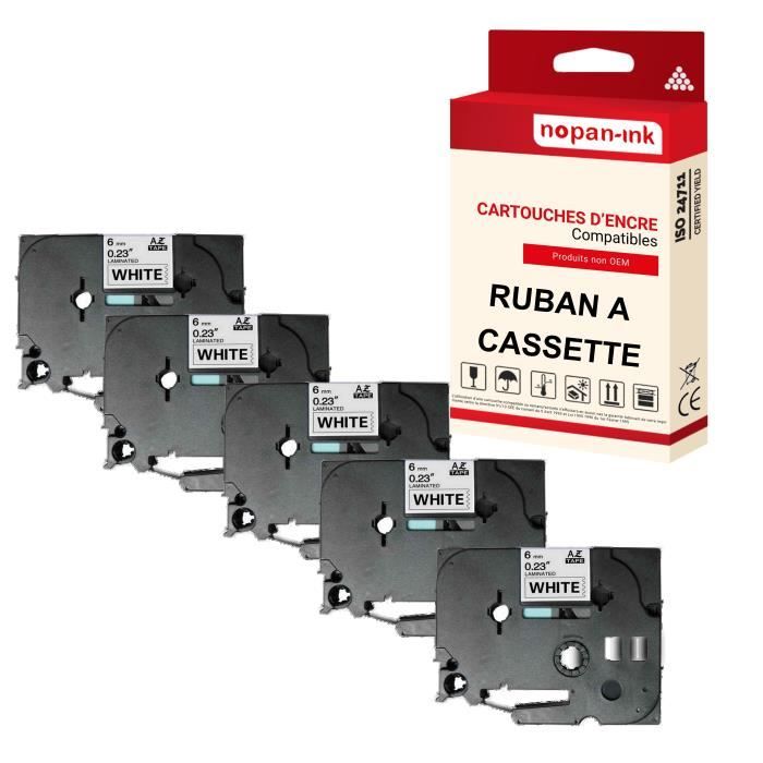 Brother - Cassette à ruban TZe-S211 pour étiqueteuse Brother | 6mm x 8 m | Noir sur Blanc - TZES211