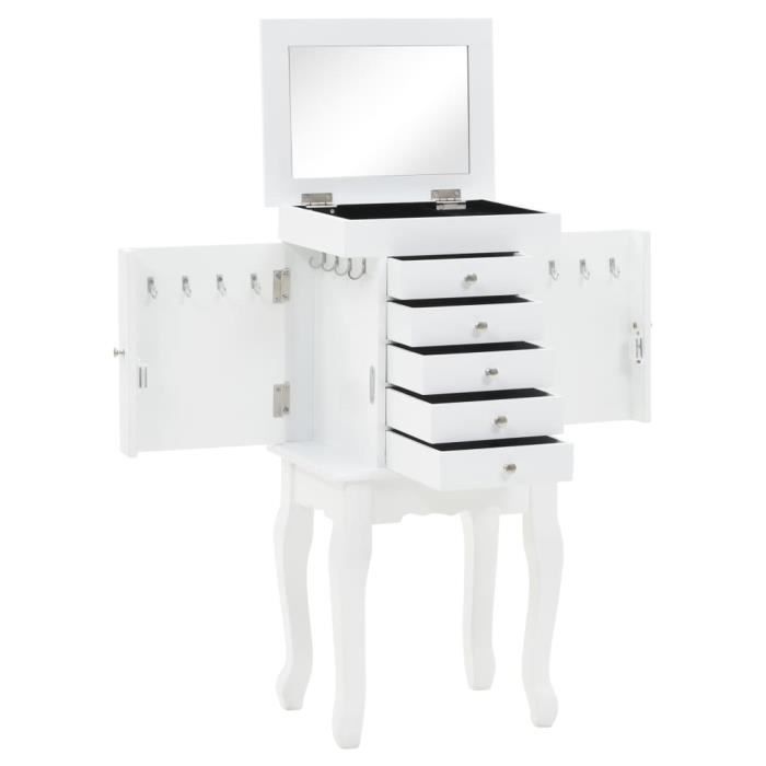 9605[TOP SELLER]Armoire à bijoux sur pieds BlancMeublesArmoiresmeubles de rangementBuffetsbahuts Taille:27 x 20 x 57 cm