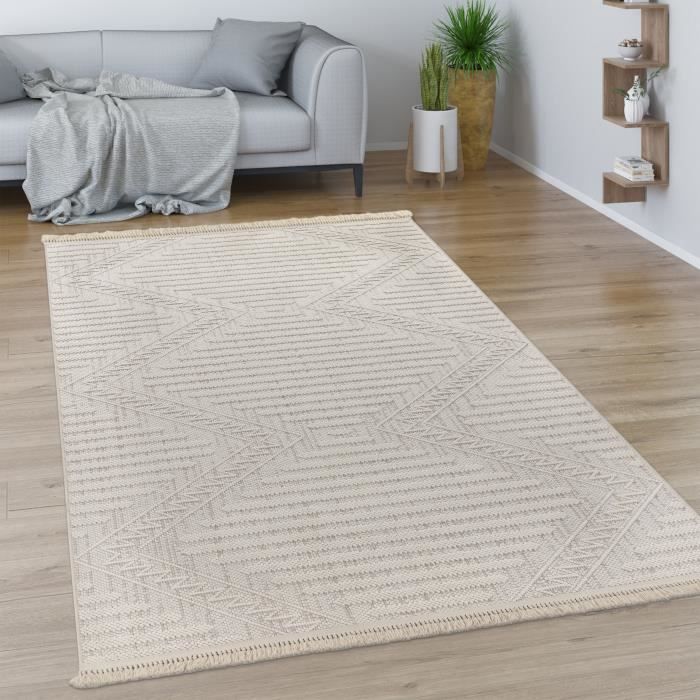 Paco Home Tapis Salon Motif Géométrique Poils Ras Moderne En Bleu Beige Brun 80x150 cm - Maison