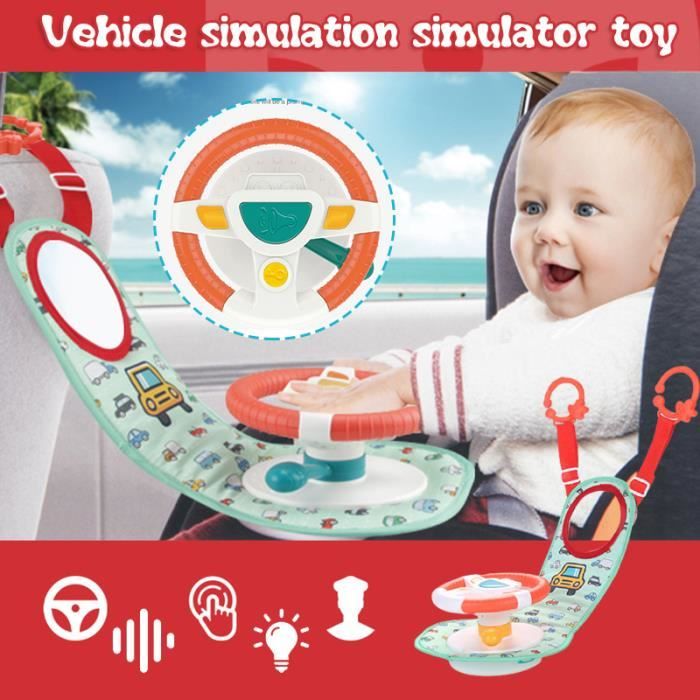 Jouet de Volant de simulation de voiture, jouet de puzzle pour bébé et enfants en bas âge de siège arrière de voiture
