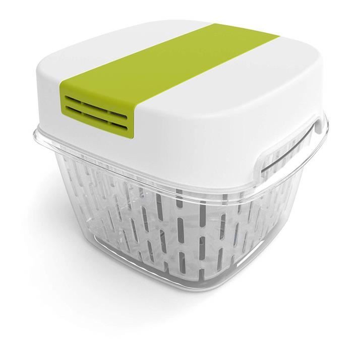 Rothobabydesign Rotho Fresh Dynamic Box Boîte de Conservation avec  Ventilation, Plastique (SAN+PP), Blanc/Vert, 1,6 L - Cdiscount Maison