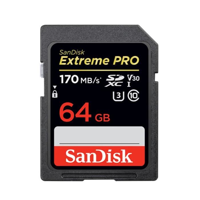 Carte SD d'origine SanDisk Extreme Pro SDXC UHS 1 U3 C10 V30 4K Carte mémoire Vitesse super rapide 170 Mo Lecture 90Mo