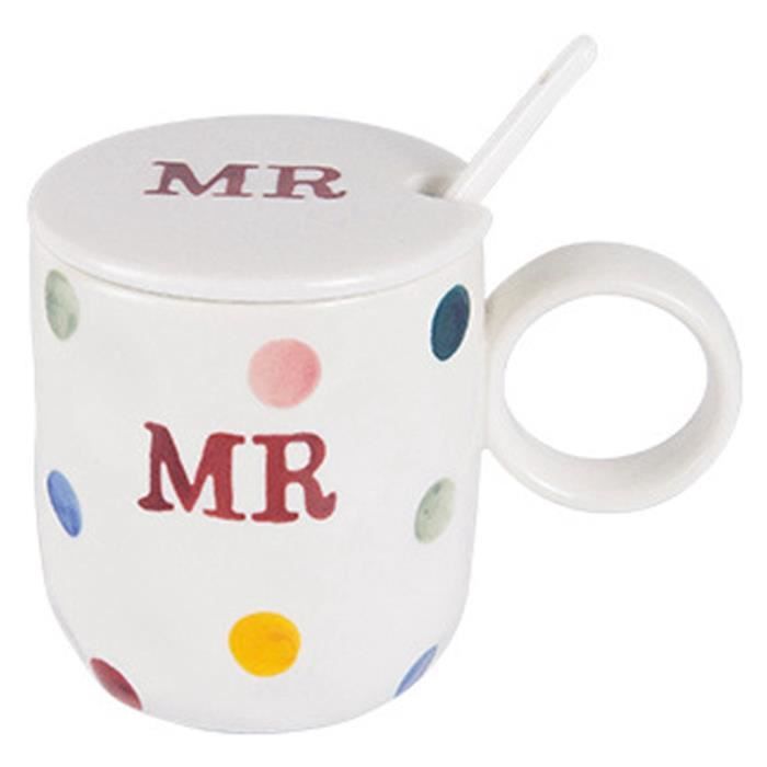 Mugs Couple Twiddlers - Céramique Avec Cuillères - Design Baiser - Cadeau Romantique