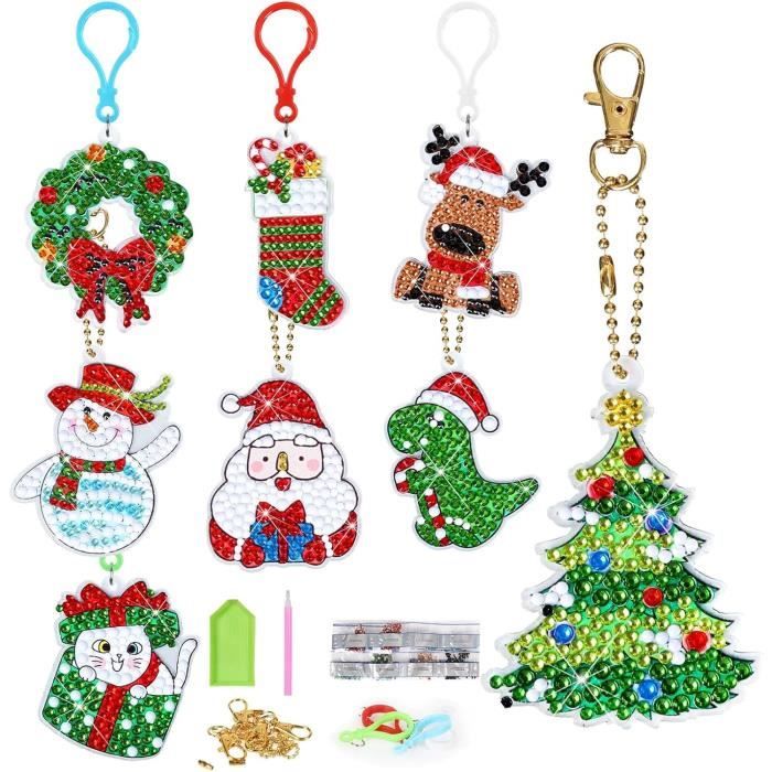 Kit 25 Pièces Ornements Noël Diamant Painting - Pendentifs à Strass DIY (bonhomme De Neige, Père Noël…)