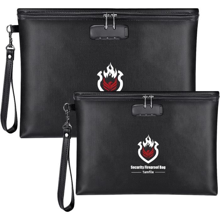 Lot De 2 Sacoches Ignifuges Et Imperméables - Protection Documents A4, Passeport, Argent - Fibre De Verre Double Couche