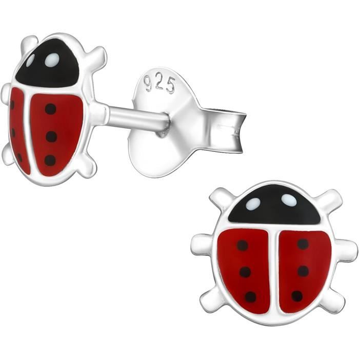 Boucles D'Oreilles Enfant Dinosaure - Argent 925 Émaillé Vert/Jaune - Sans Nickel, Pour Filles - Cadeau