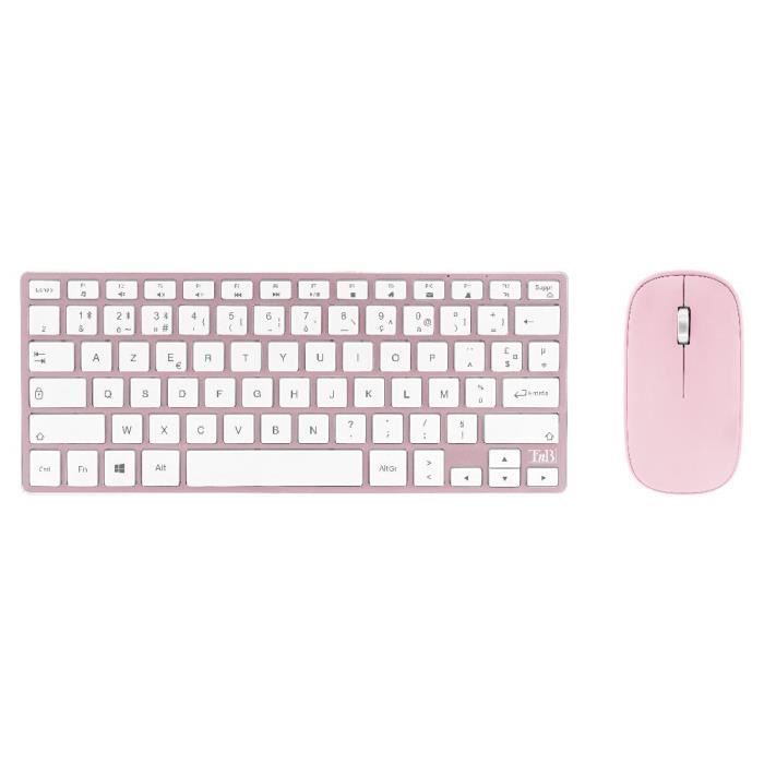 Clavier et souris – TNB – iClick – Bluetooth – Rechargeable – Aluminium – Rose