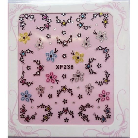 3 Nail Art Stickers pour Ongles Water Decal Divers Fleurs Réf.STZ-391