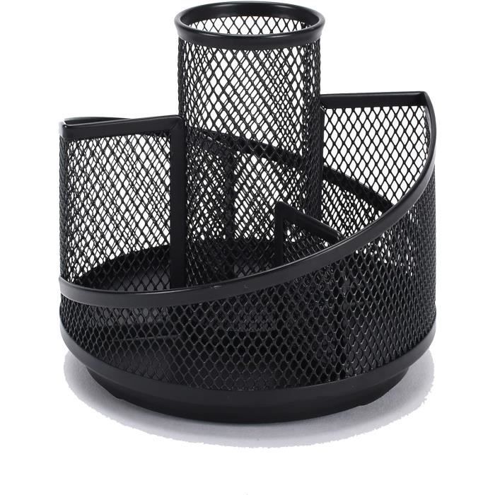 Pot à Crayons Rotatif 360° Avec 6 Compartiments - Organisateur Bureau Rangement Stylos Maquillage