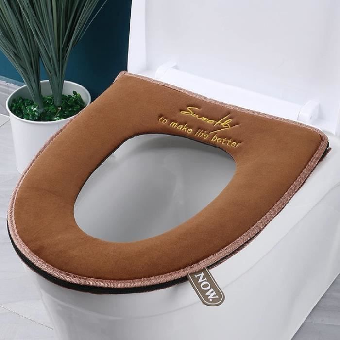 Lot De 2 Housses Pour Abattant Et Réservoir De WC - Bord élastique, Tissu Polyester, Lavable, Décoration Salle De Bain