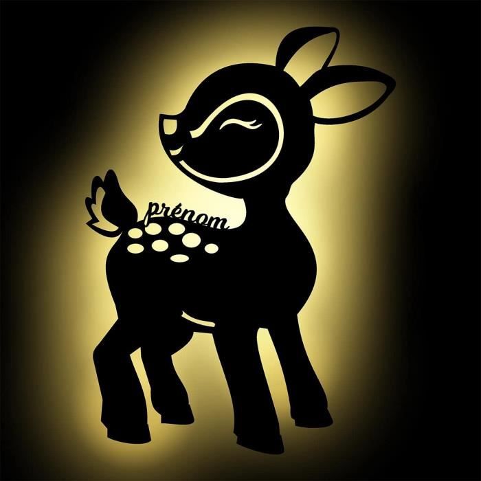 Lampe Murale LED Personnalisable Avec Prénom - Bois Gravé Main - Veilleuse Gamer - 20 LED - 28.67x43cm