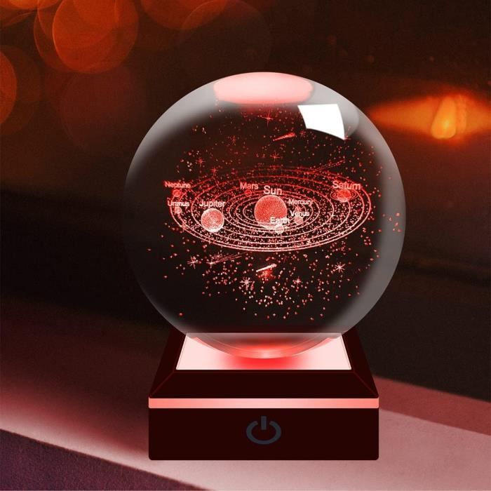 Veilleuse En Boule De Cristal 3D Système Solaire 3D Boule De