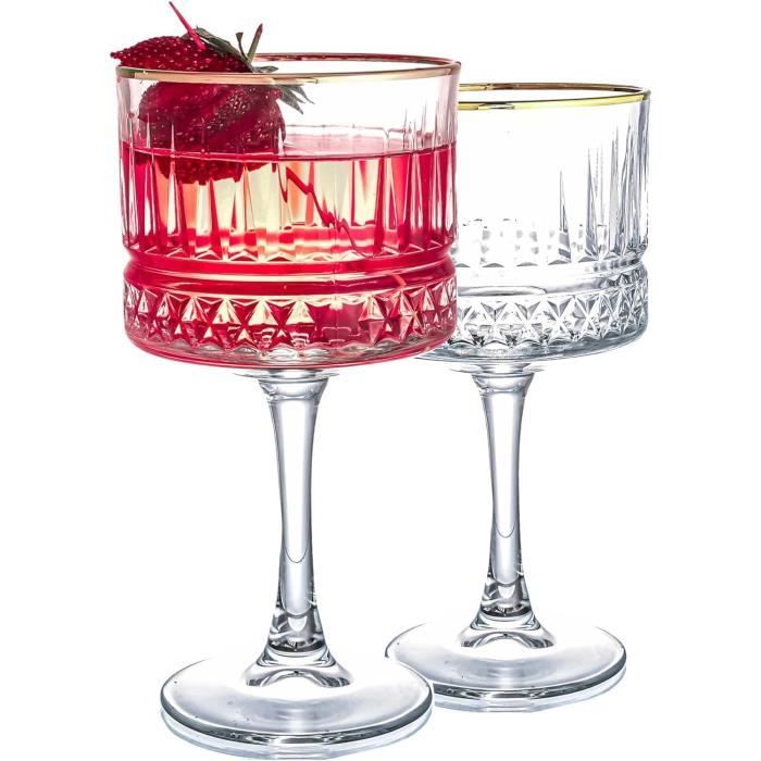 Verre à Cocktail Carré Avec Tige - Design élégant Pour Vin, Whisky, Bar (18 Cm, Transparent)